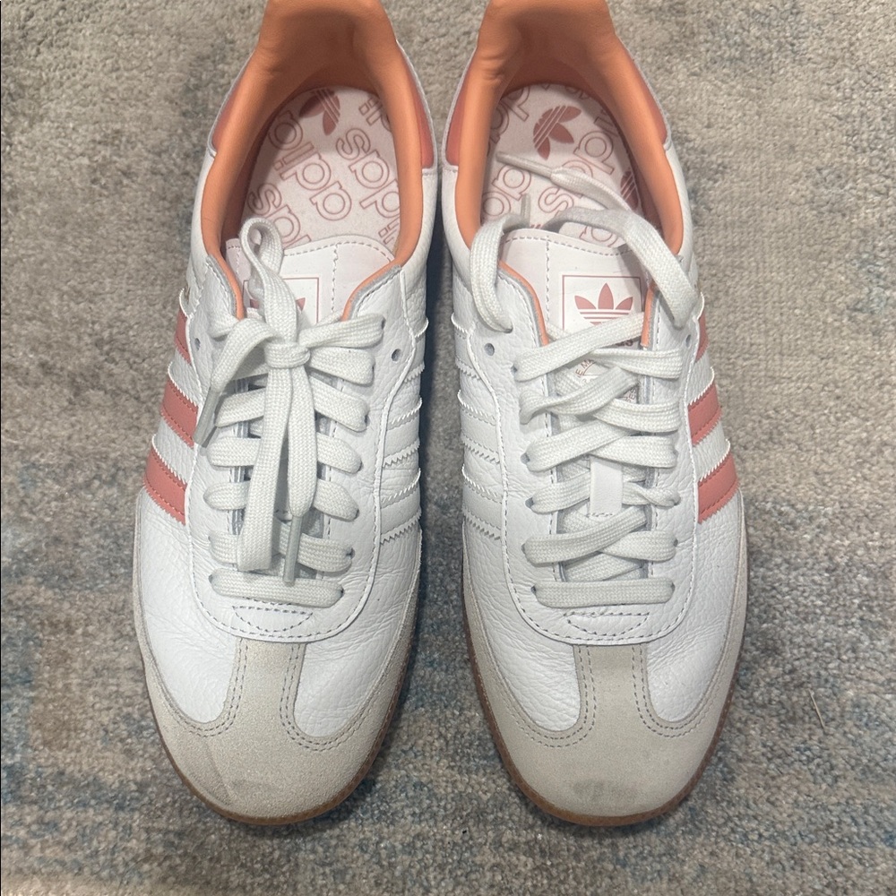 Adidas Women's White and Coral Sneakers